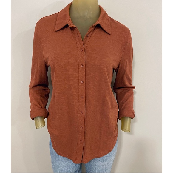 Gap Soft Knitted Shirt in Saddle Brown. Size medium. - Picture 13 of 16